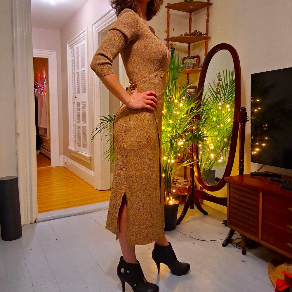 Yellow 70s Inspired Midi Wrap dress